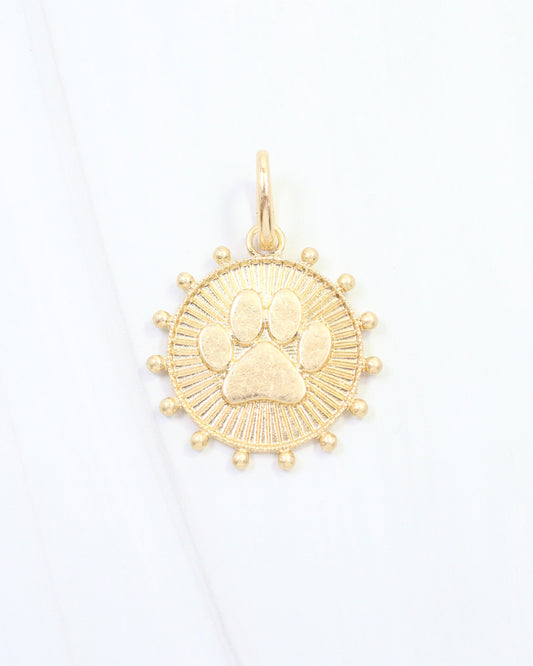 Carmen Coin Charm Paw Print Worn Gold