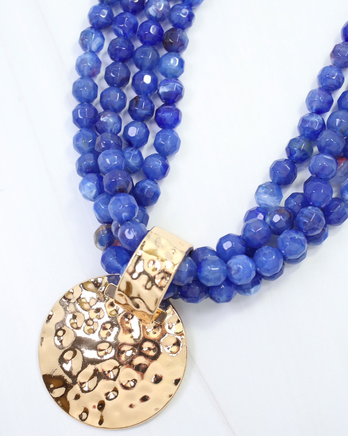 Larissa Beaded Necklace with Pendant Royal Blue
