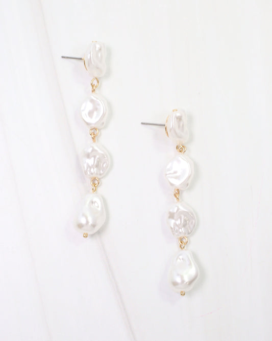 Woodward Baroque Pearl Dangle Earring Cream