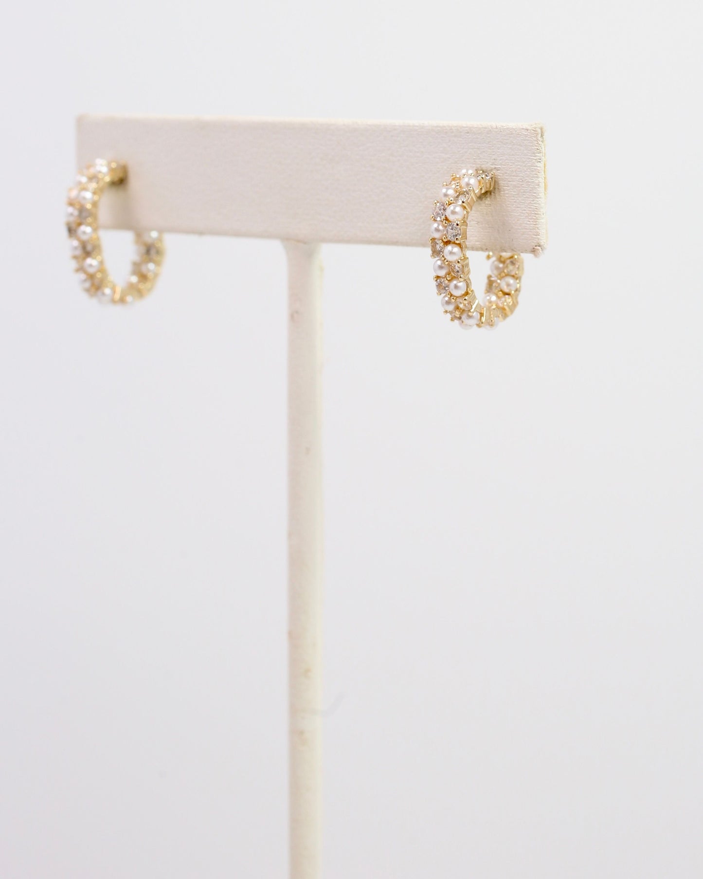 Emory Pearl and CZ Hoop Earring Gold
