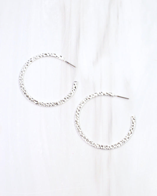 Tristan Textured Hoop Silver
