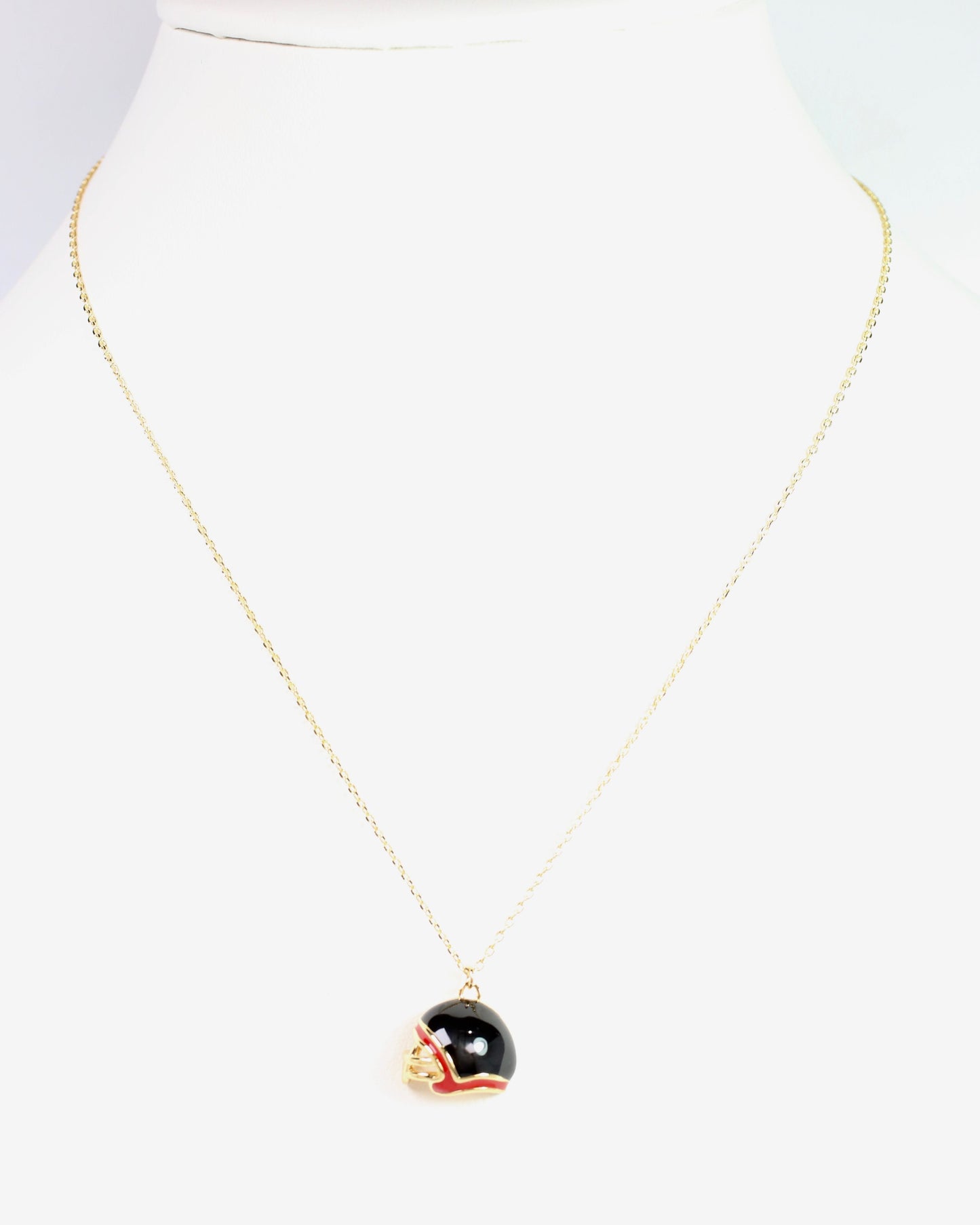 Enamel Helmet Necklace Red Black