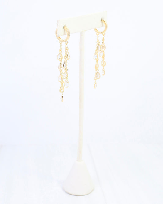 Nancy CZ Huggie Dangle Earring WR Gold