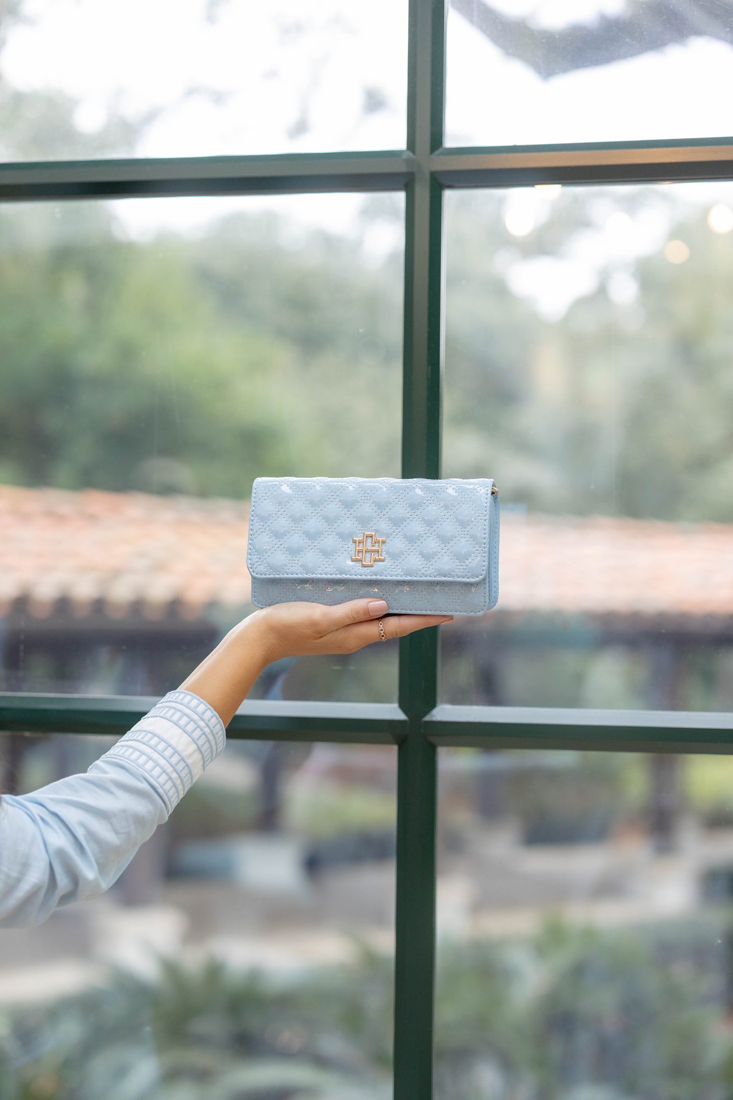 Brynleigh Clutch Crossbody Light Blue Patent