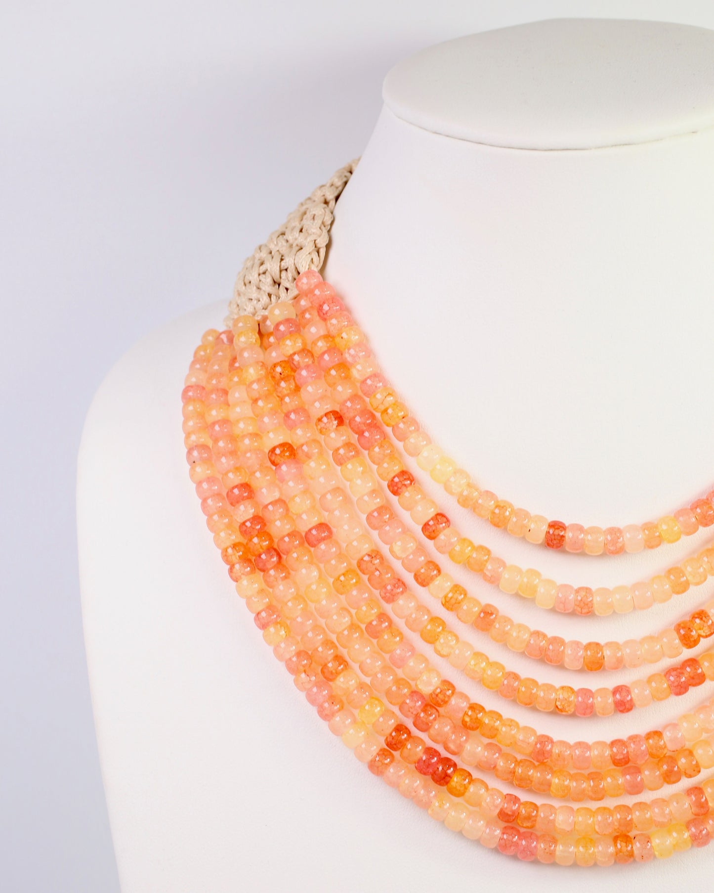 Ironwood Multi Layered Beaded Necklace Coral