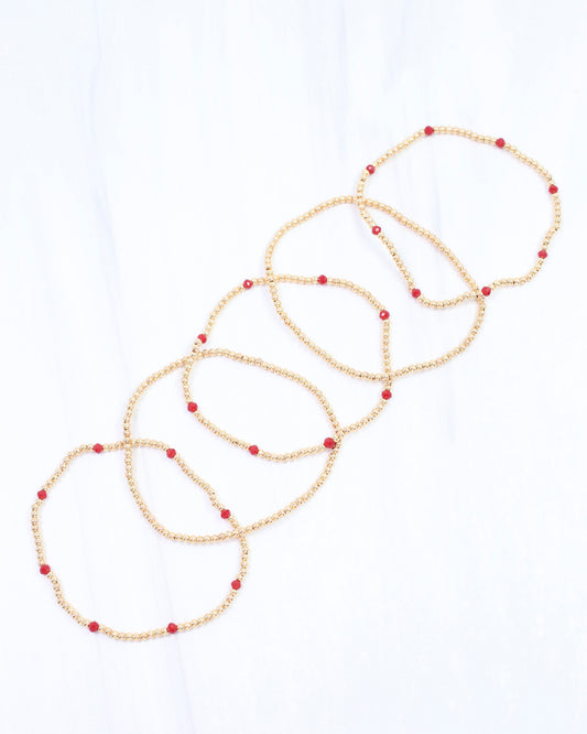 Malena Beaded Bracelet Set Garnet
