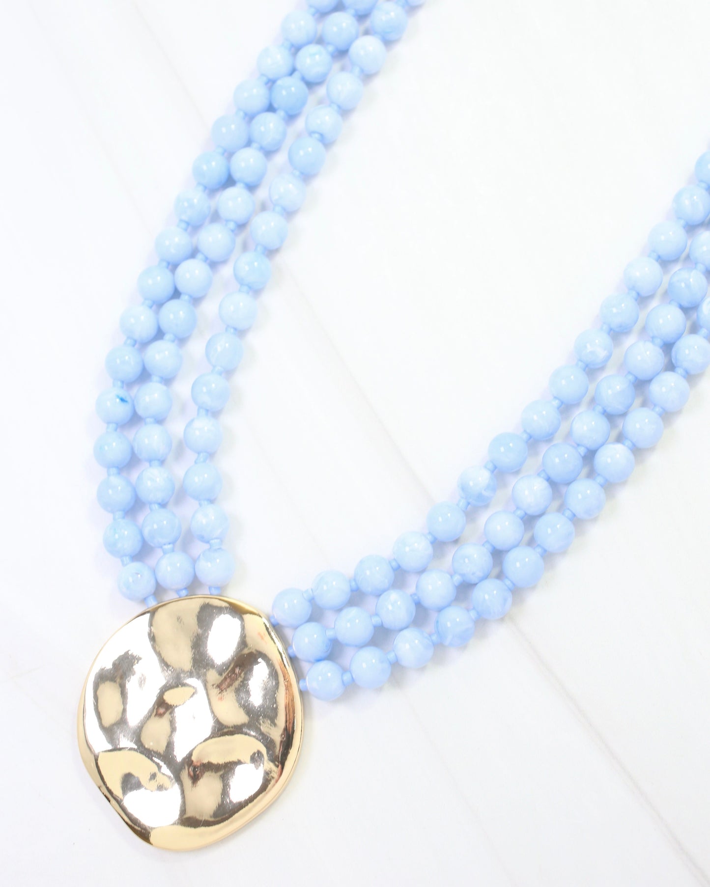 Kori Beaded Layered Necklace with Pendant Blue