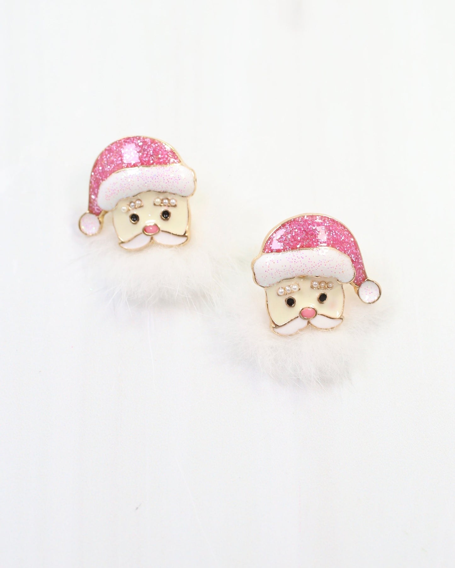 Fuzzy Santa Earring Pink