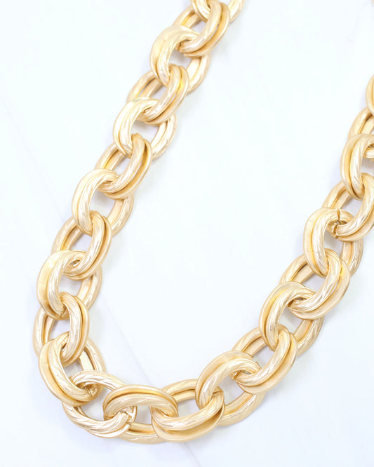 Londyn Double Link Necklace Matte Gold