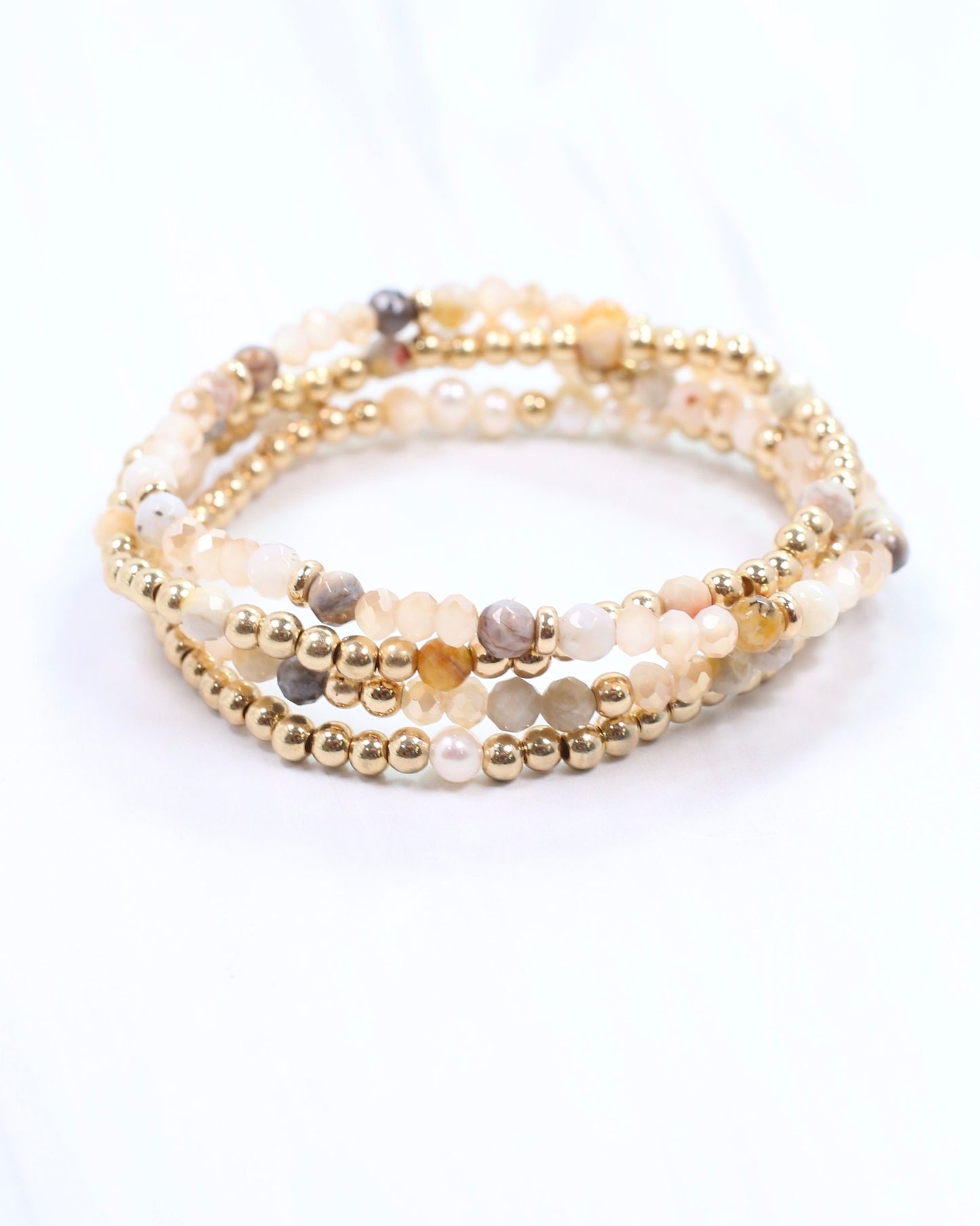 Quincy Beaded Bracelet Set Ivory