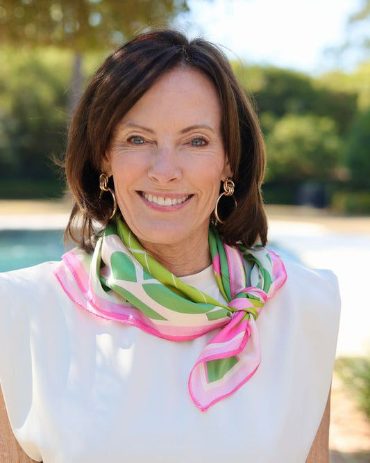 Cammi Color block Print Scarf Pink