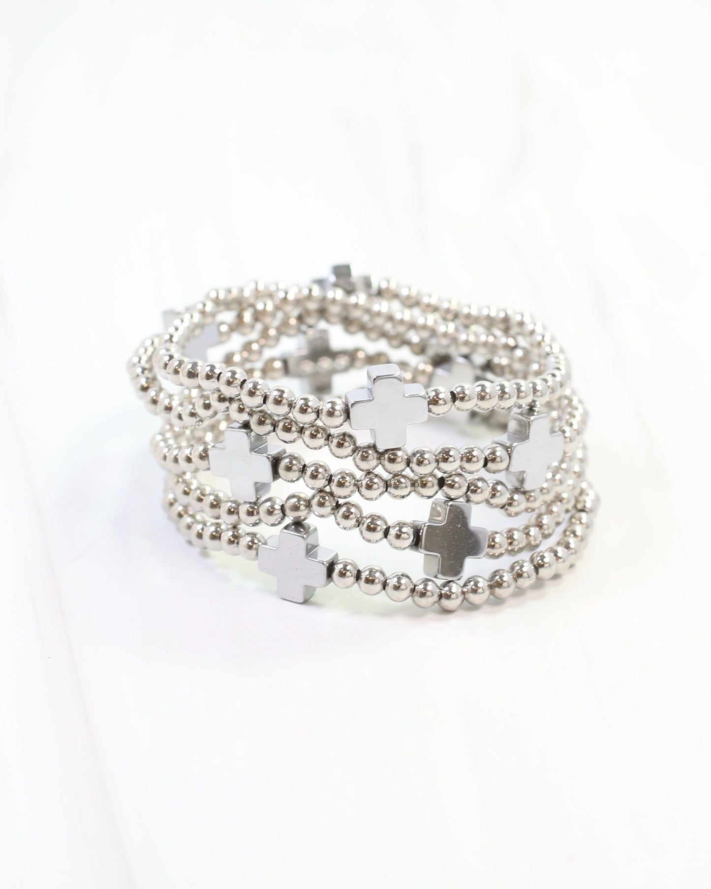 Olstead Cross Bracelet Set Silver