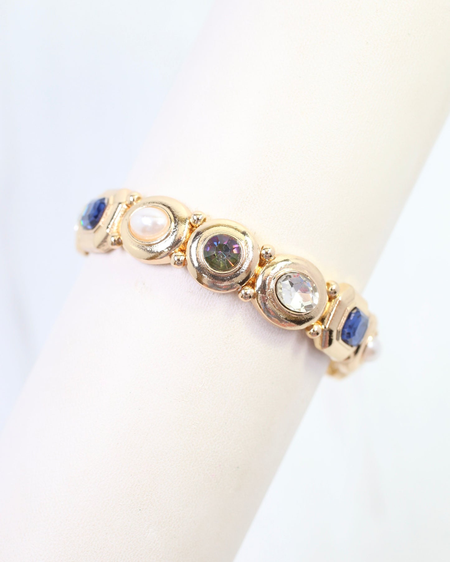 Nadia Gem Stone Stretch Bracelet Blue Multi