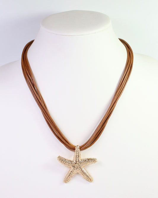 Lancaster Starfish Cord Necklace Brown