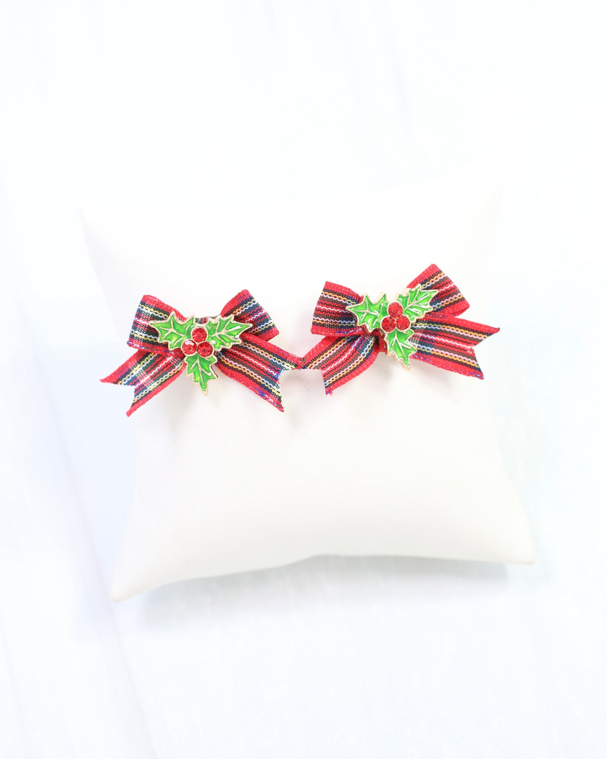 Perfectly Plaid Bow Earring Red