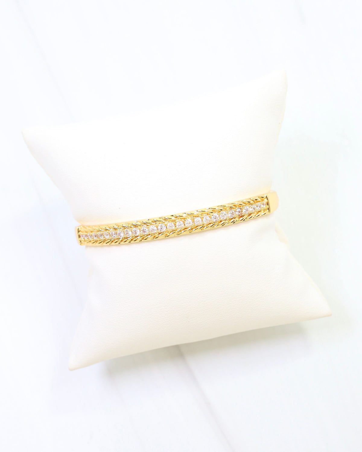 Nicole CZ Rope Bangle Bracelet WR Gold