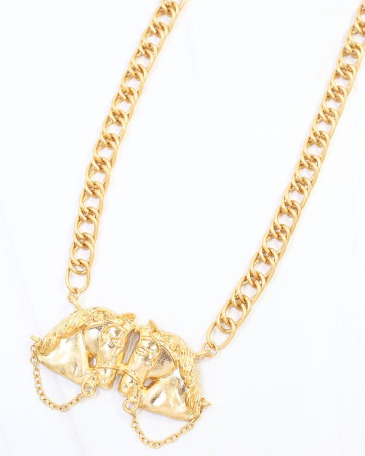 Double Horse Head Pendant Necklace WRVG