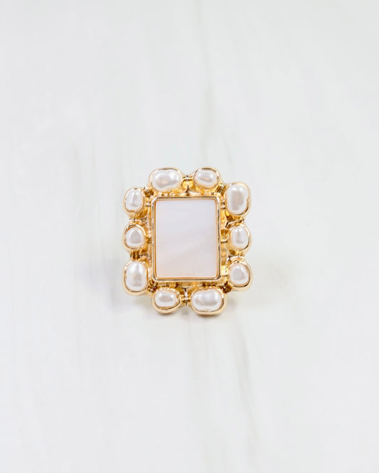 Preston Pearl Scarf Ring Gold