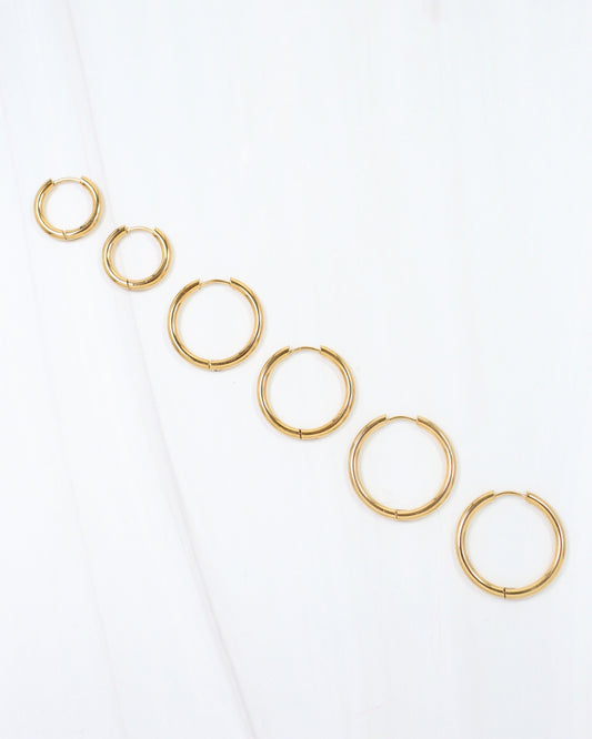 Seneca Falls Hoop Earring Trio WP Gold