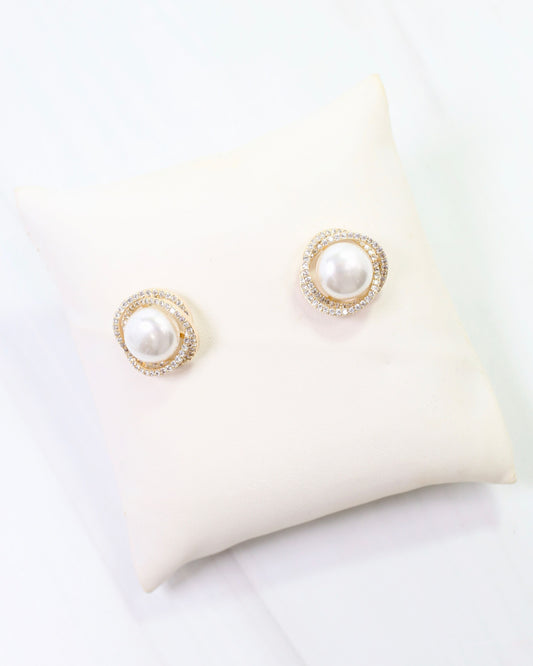 Pendleton Pearl and Crystal Stud Gold