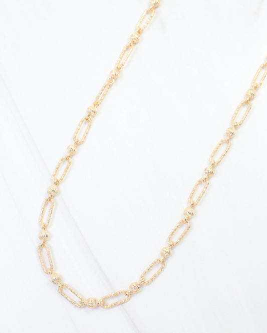 Bankston Textured Bead and Link Necklace Gold