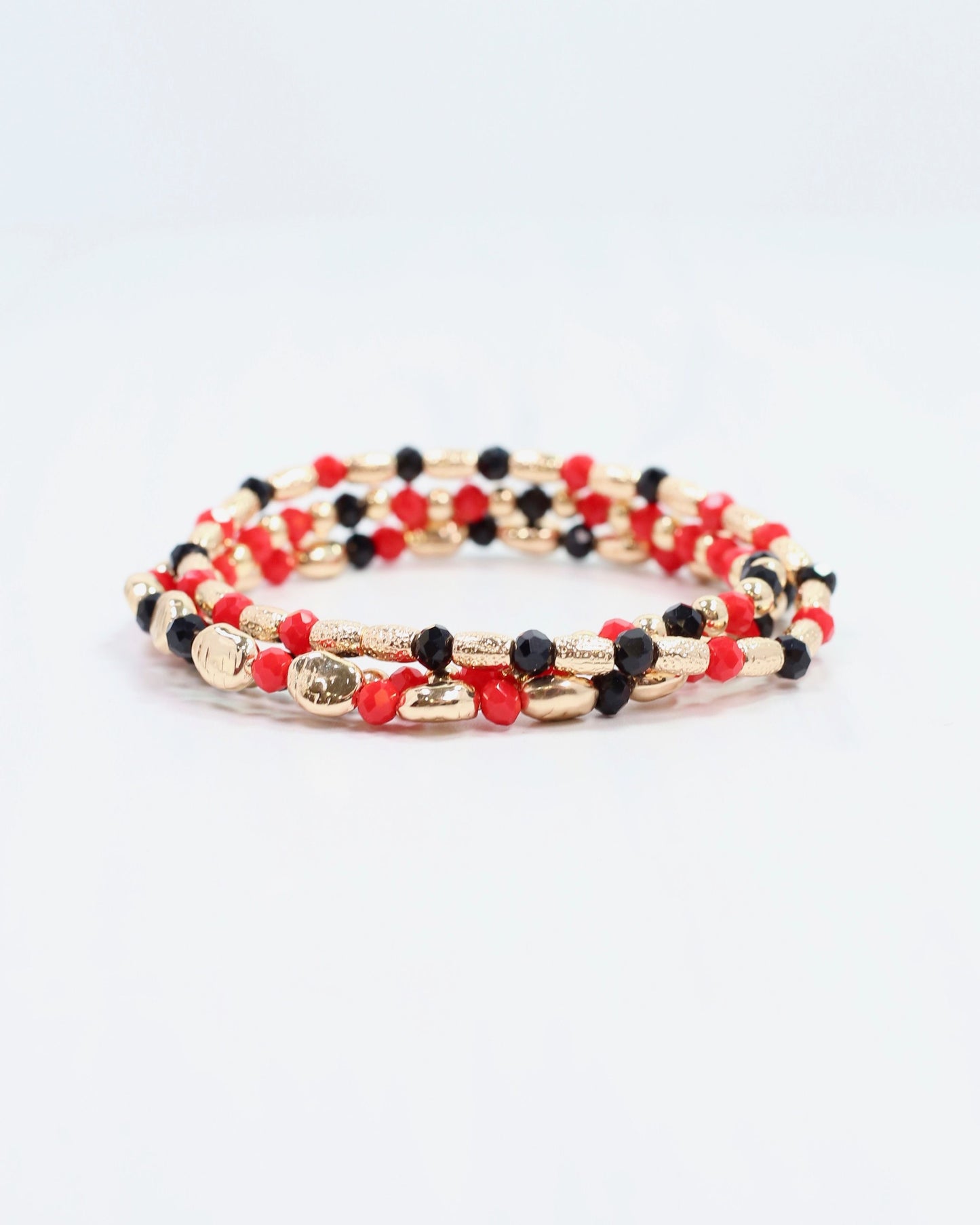 Spirit Beaded Bracelet Set Red Black