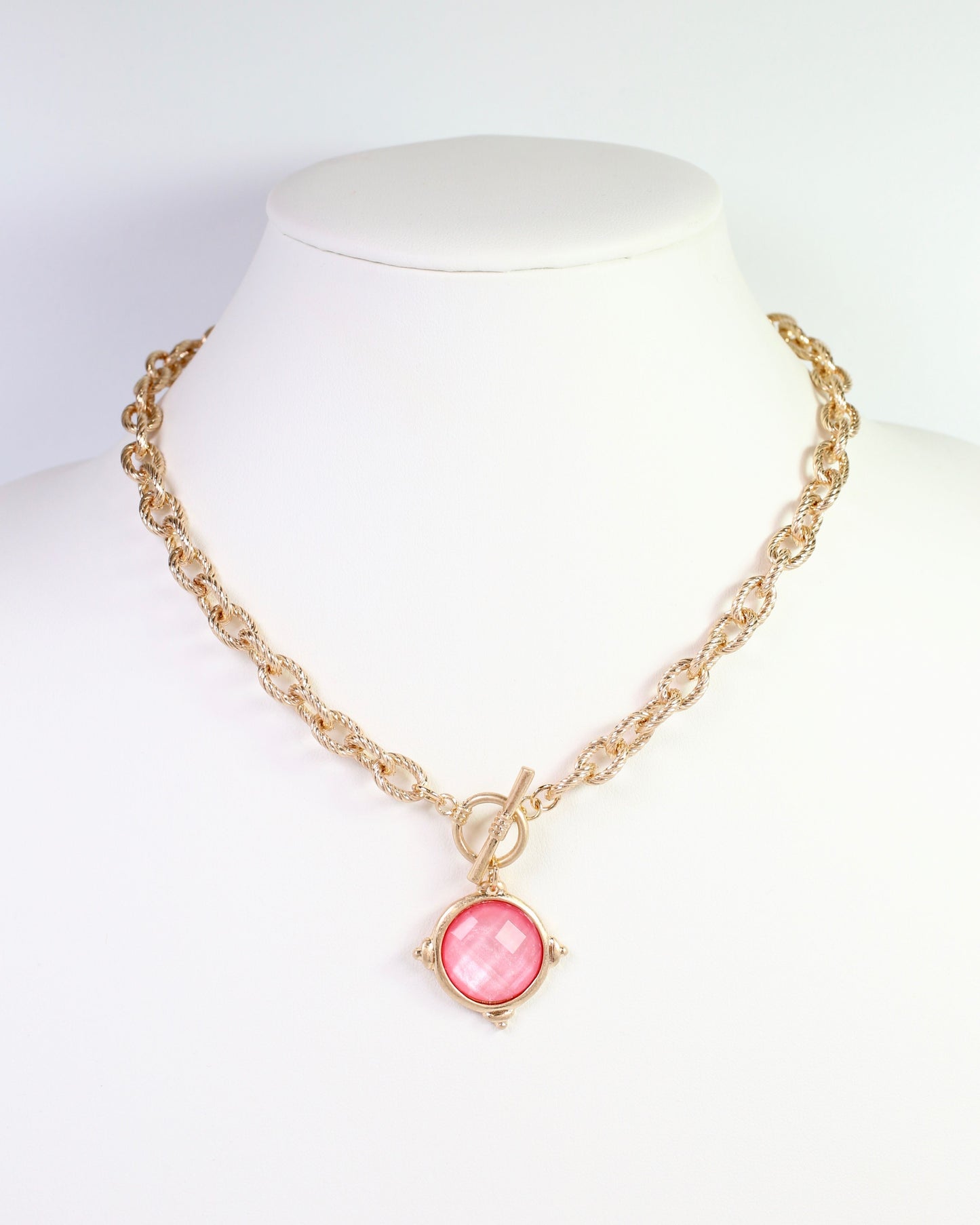 Rochester Faceted Link Necklace Pink