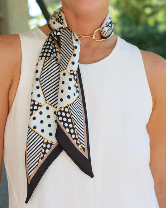 Henley Horsebit Buckle Scarf Black Gold