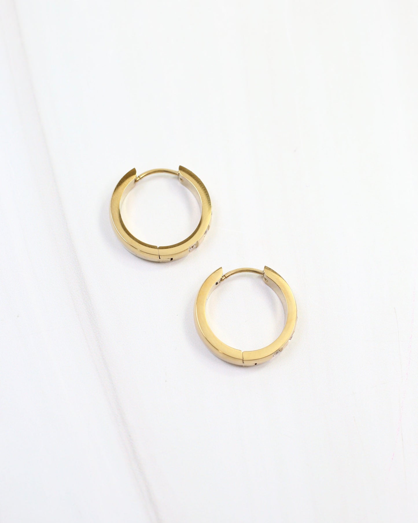 Springfield CZ Hinged Hoop Earring Gold