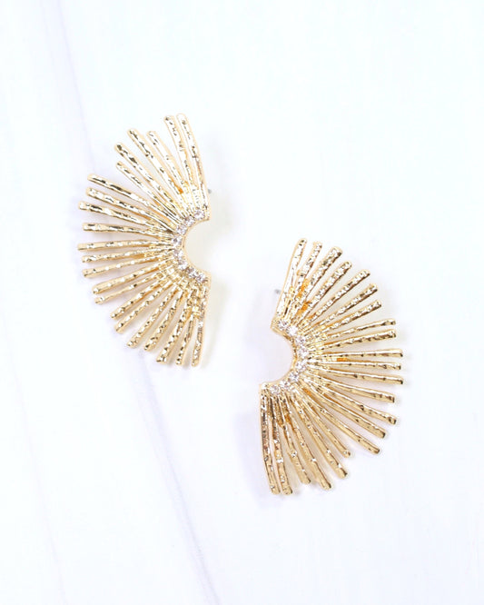Amarie CZ Fan Post Earring Gold