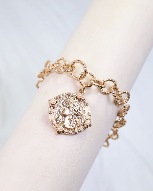 Ballina Coin Link Bracelet Worn Gold