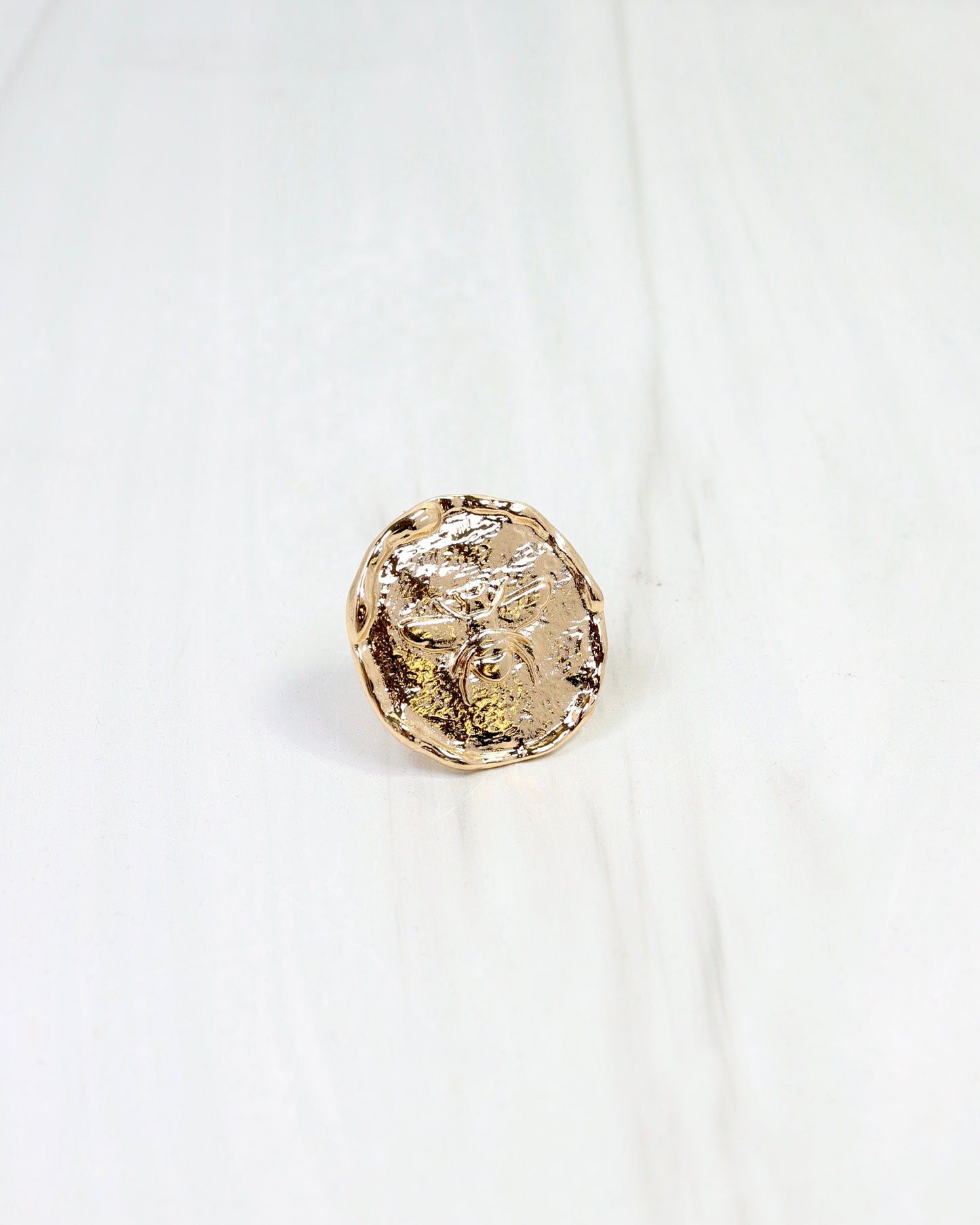 Ravenbrook Bee Coin Scarf Ring Gold