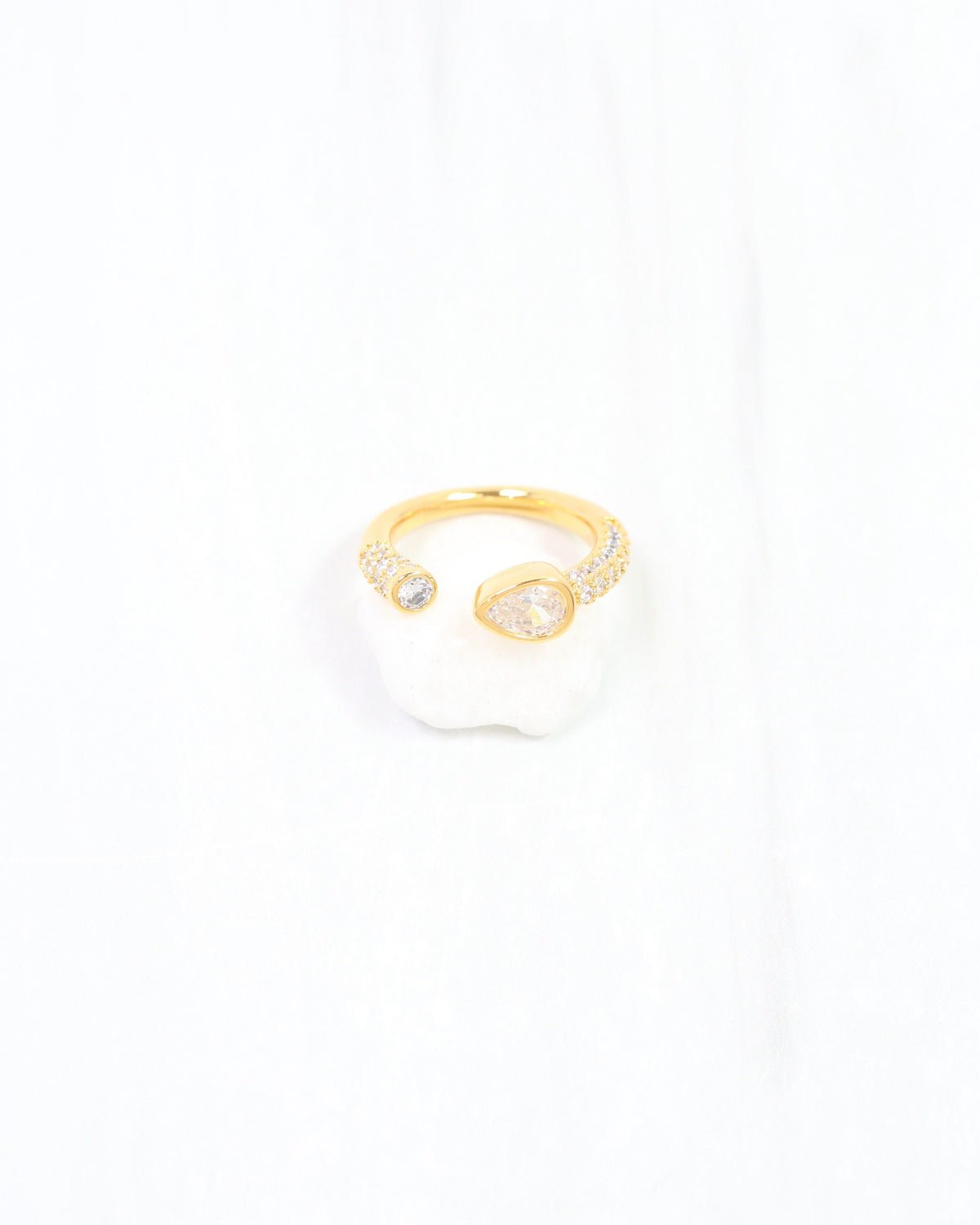 Tia Tear Drop CZ Ring WR Gold