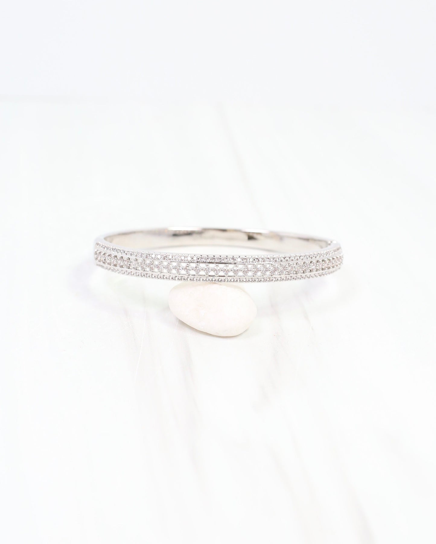 Tiverton CZ Lined Cuff Bracelet WR Silver