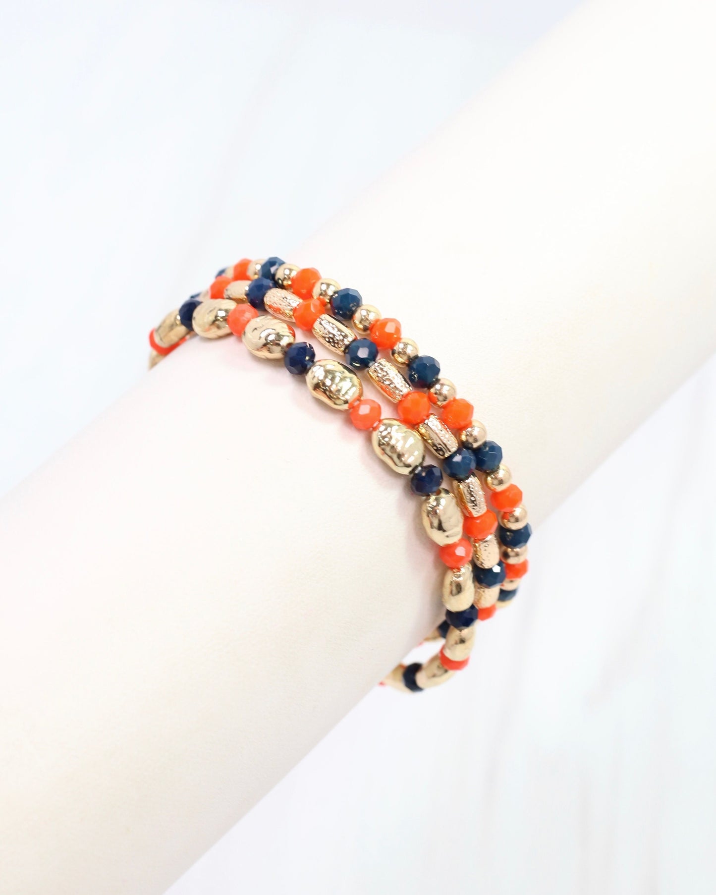 Spirit Beaded Bracelet Set Orange Navy