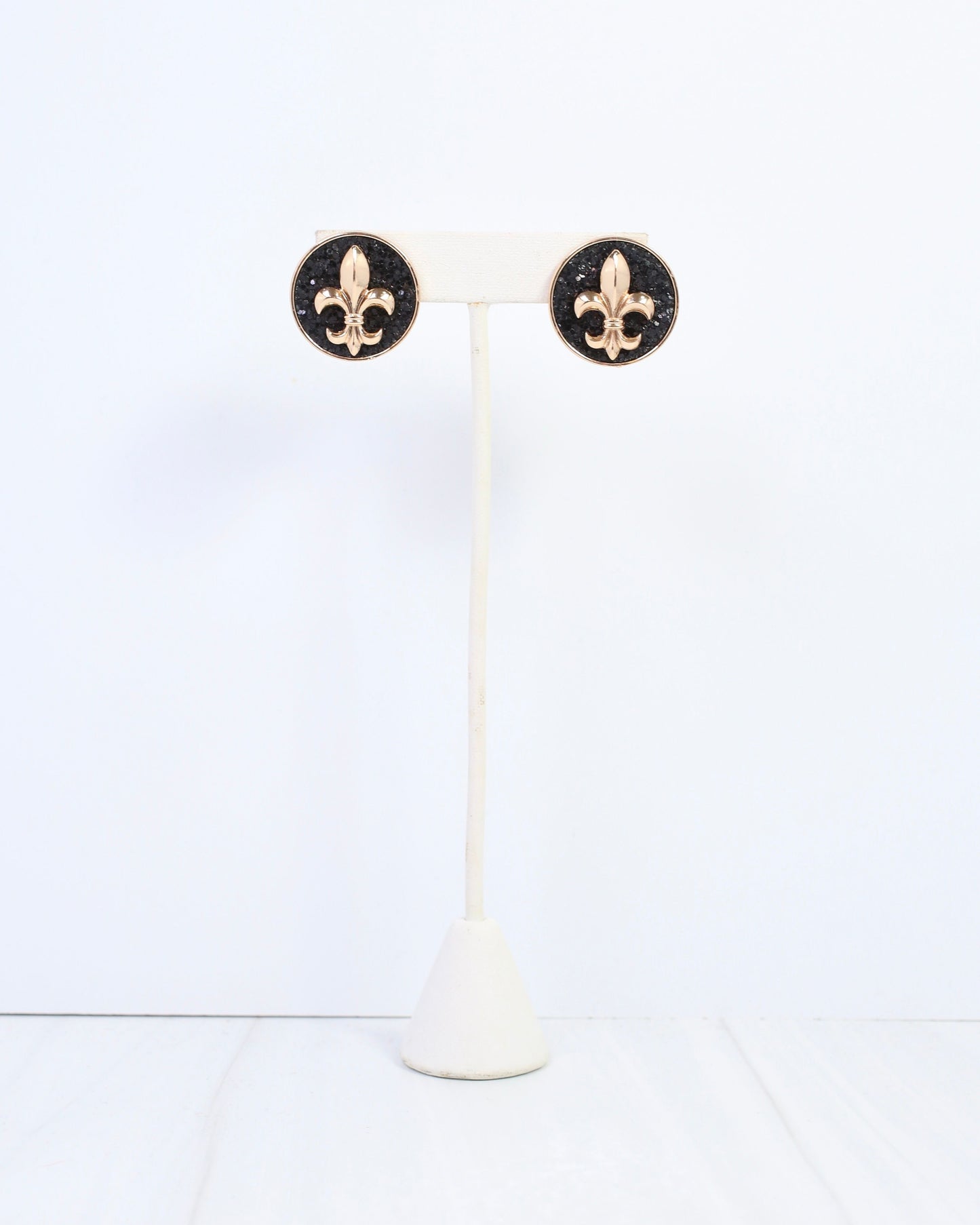 Frankie Fleur De Lis Earring Black