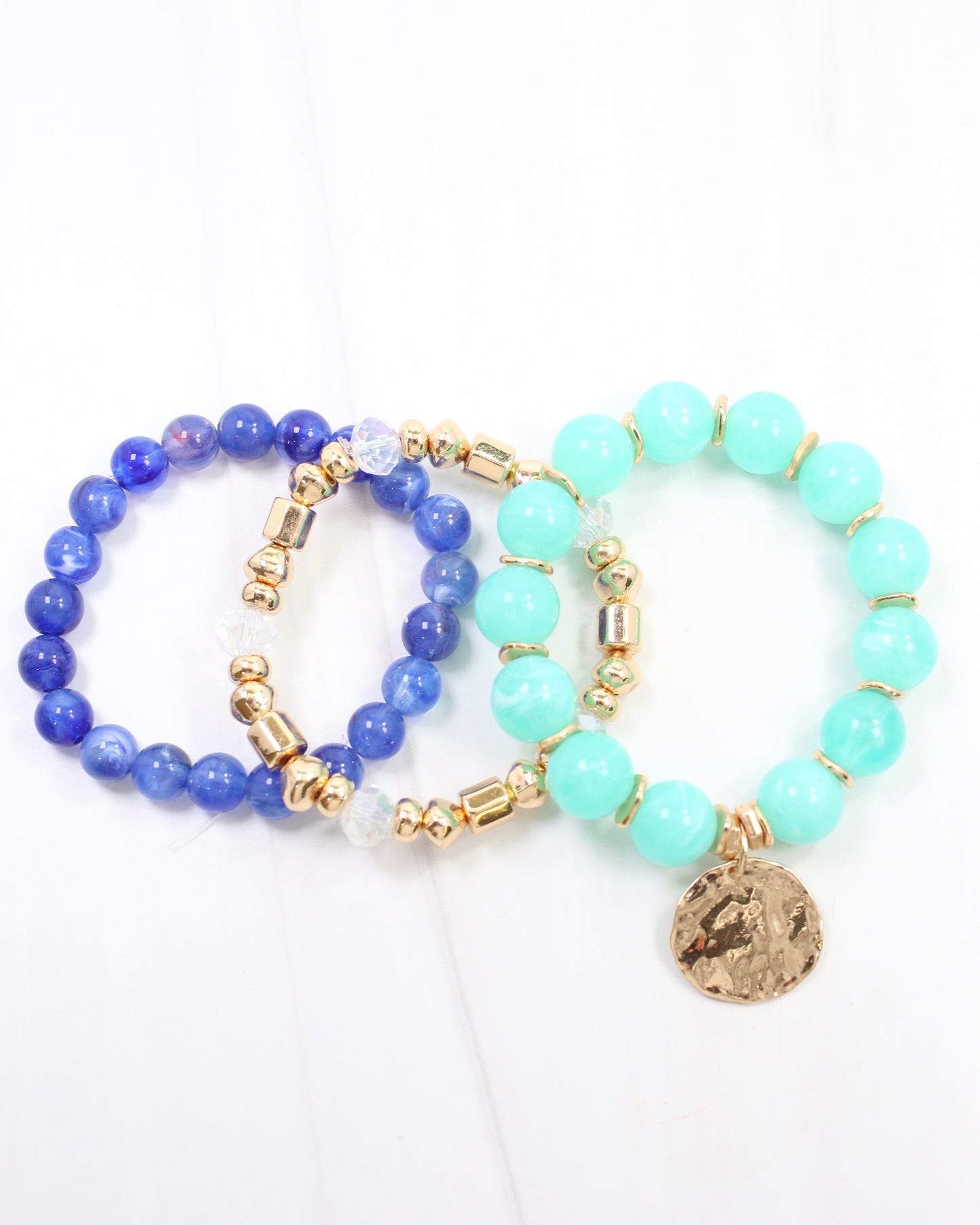 Biloxi Beaded Bracelet Set Aqua