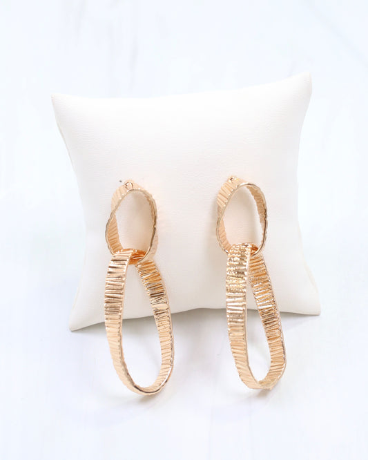 Salerno Textured Double Link Earring Gold