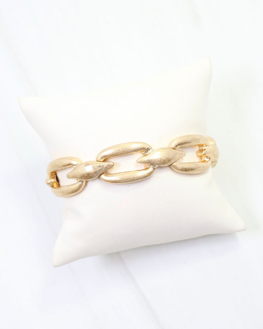 Lesley Link Stretch Bracelet Worn Gold