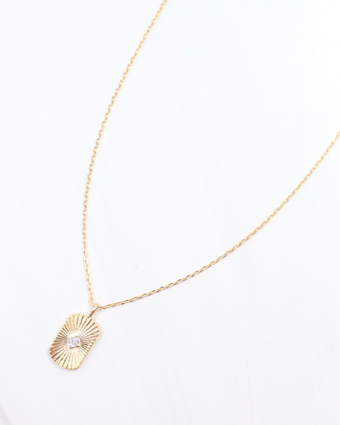 Dominique CZ Plate Necklace Gold