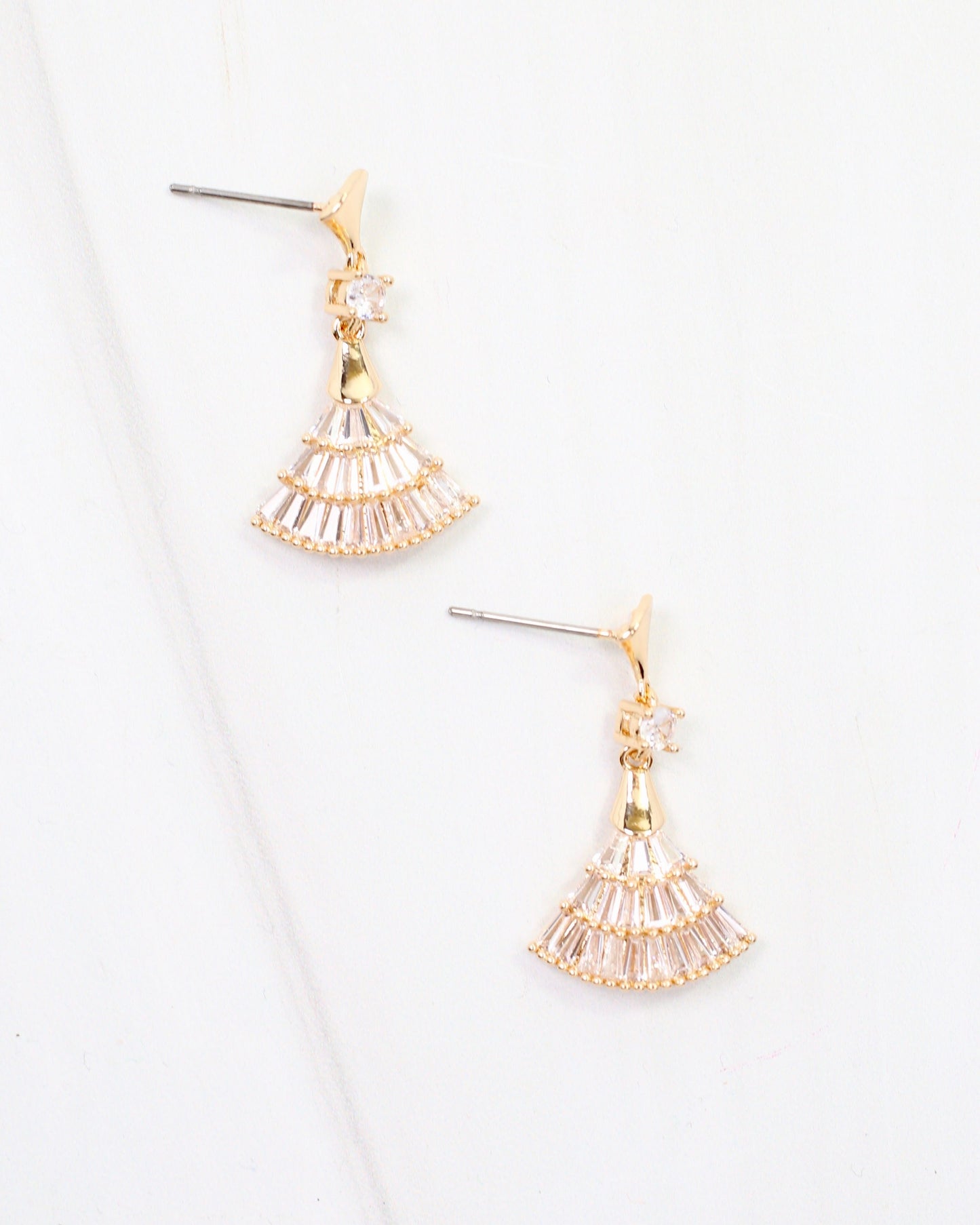 Cabrits CZ Fan Drop Earring Gold