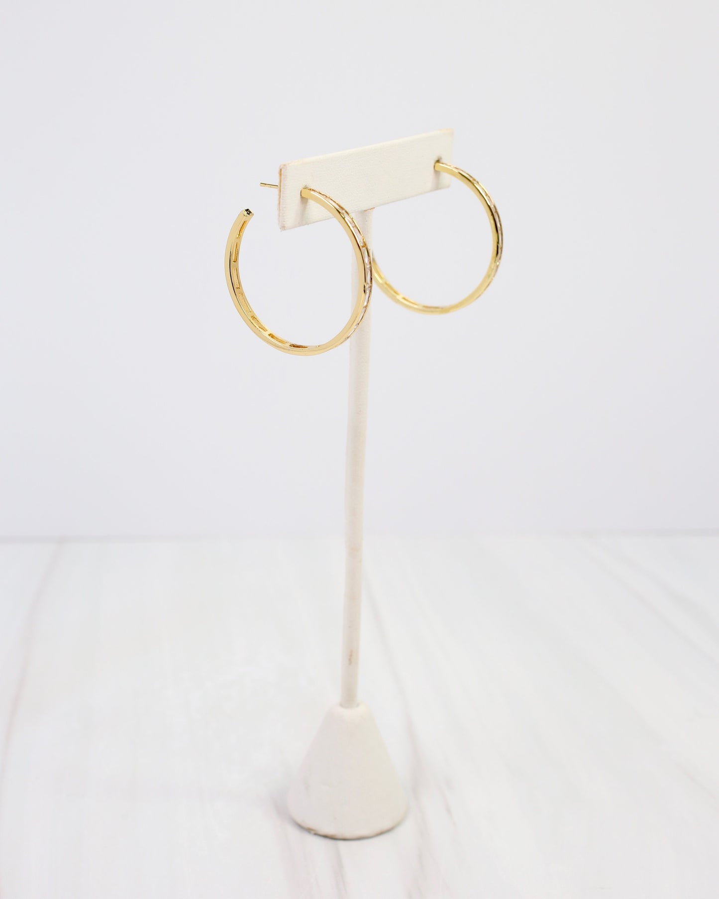 Westfield CZ Lined Hoop Earring Gold