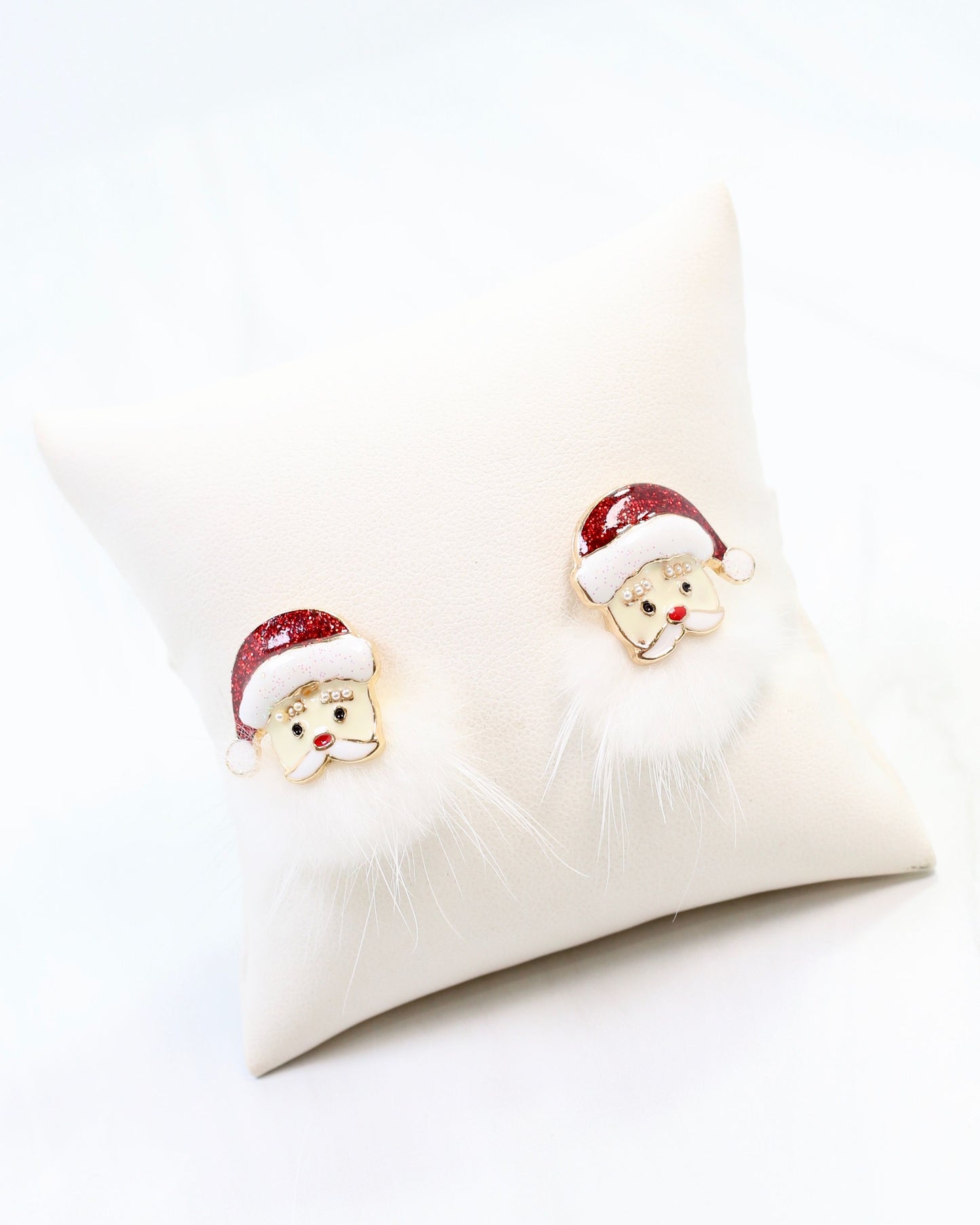 Fuzzy Santa Earring Red