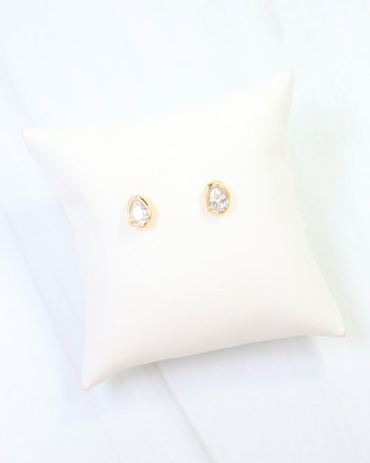 Mackenzie Tear Drop CZ Stud Earring WR Gold