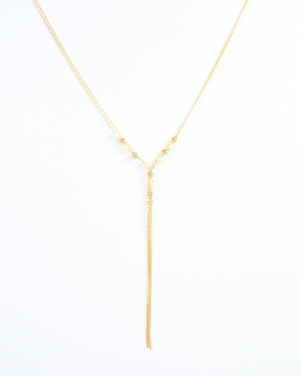 Merida Beaded Tassel Necklace Pearl