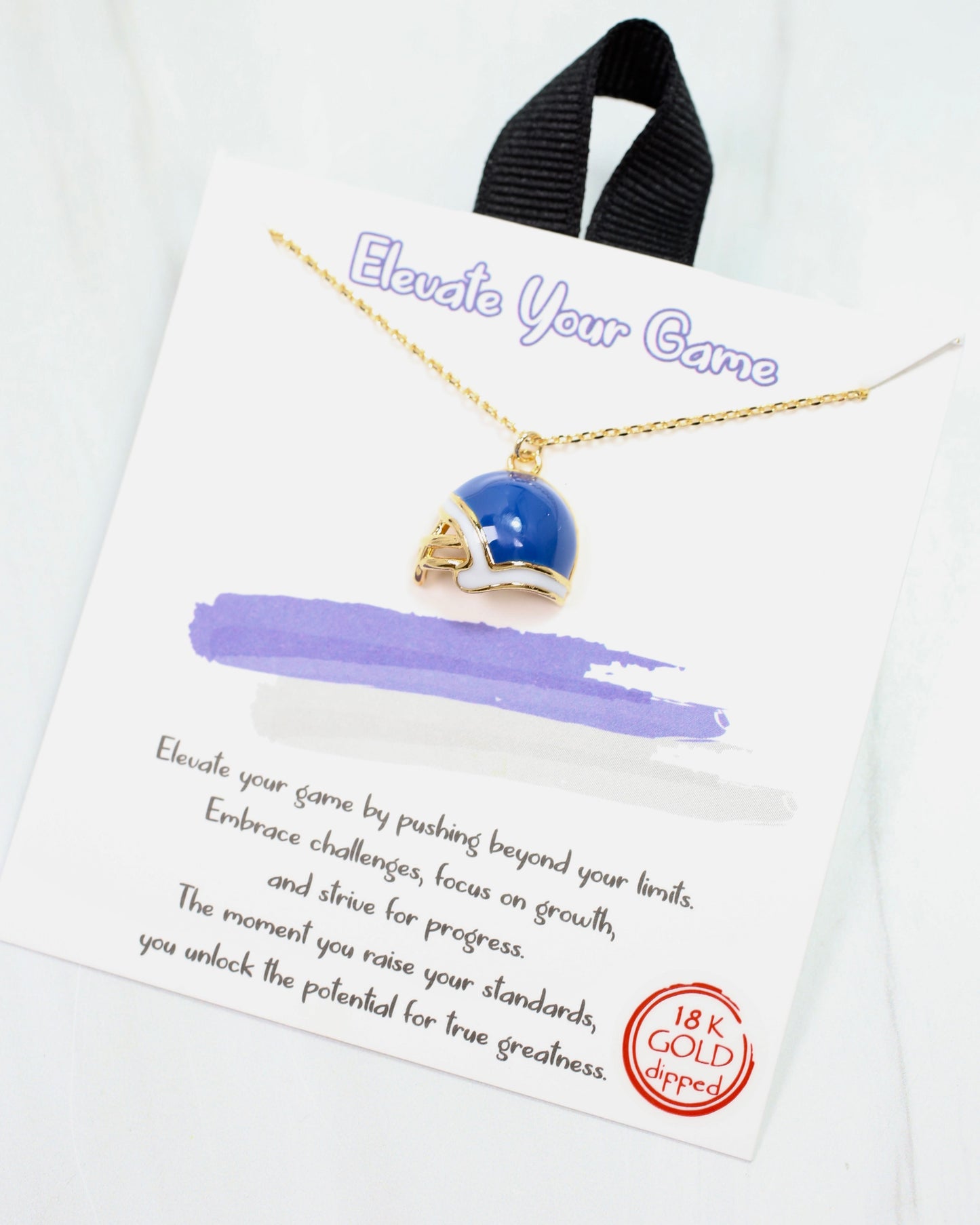 Enamel Helmet Necklace Blue White