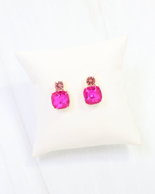Roxanne Rhinestone Post Earring Fuchsia
