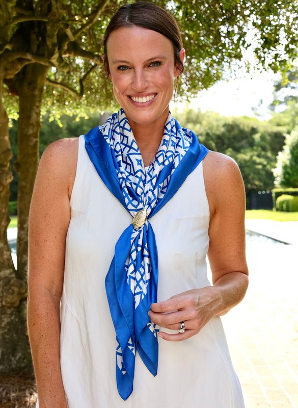 Langston Geometric Scarf Large Blue White