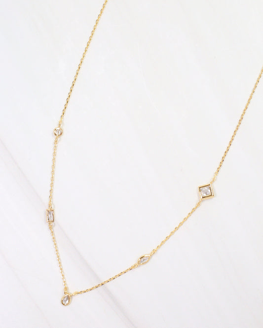Norfolk Multi CZ Necklace WR Gold