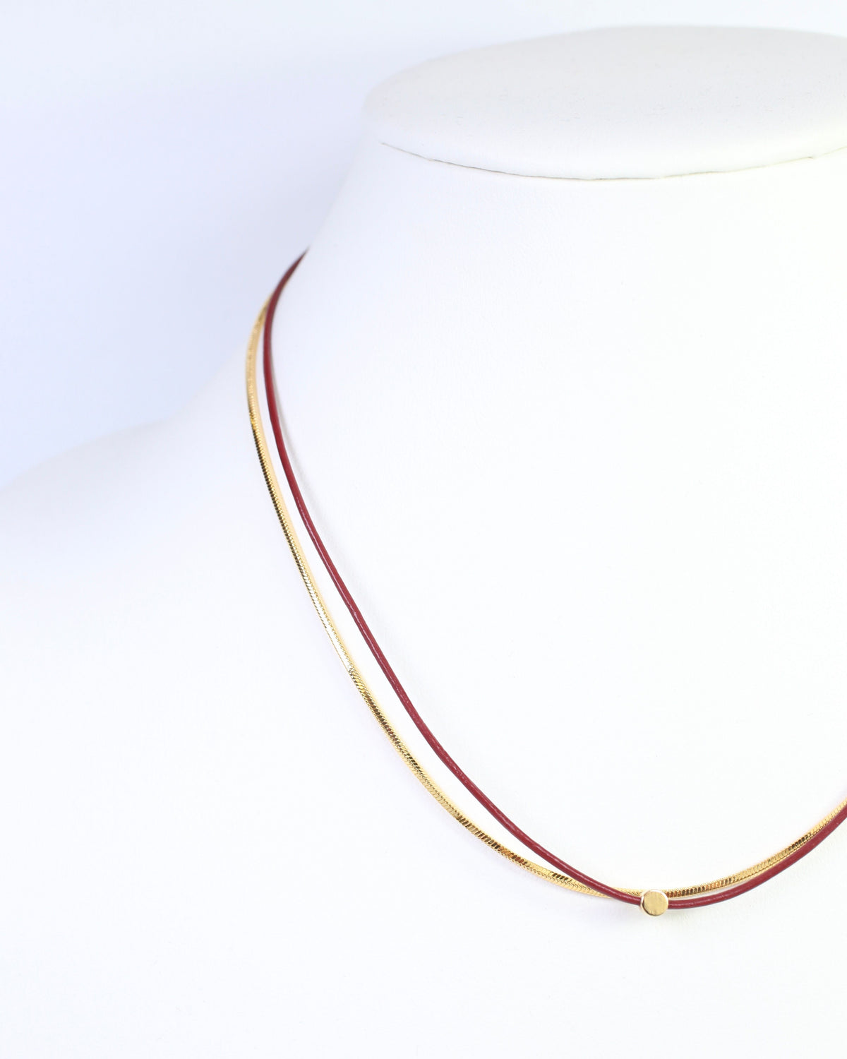 Paula Cord and Chain Layered Necklace Burgundy
